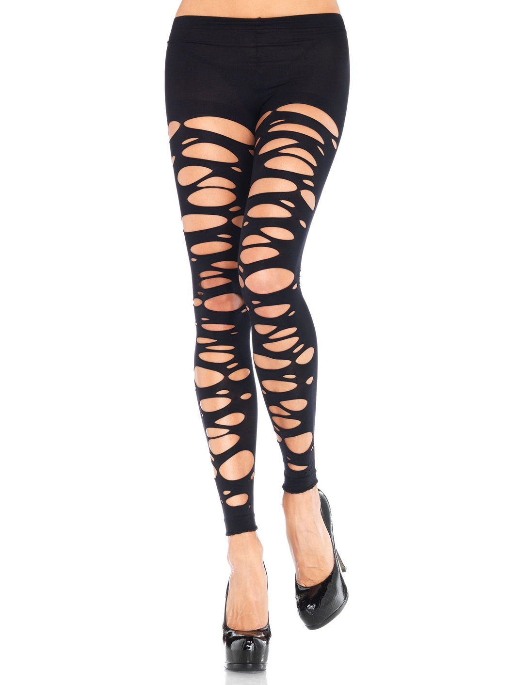 Tattered footless tights BK OS